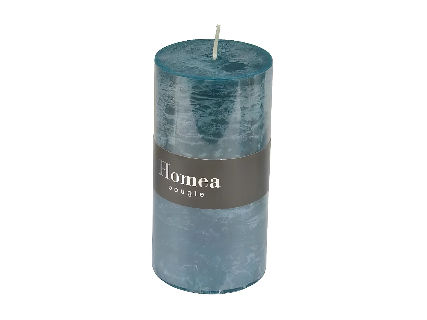 Bougie Pilier Déco "Rustique" 10cm Bleu Paon