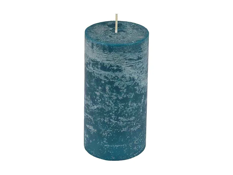 Bougie Pilier Déco "Rustique" 10cm Bleu Paon