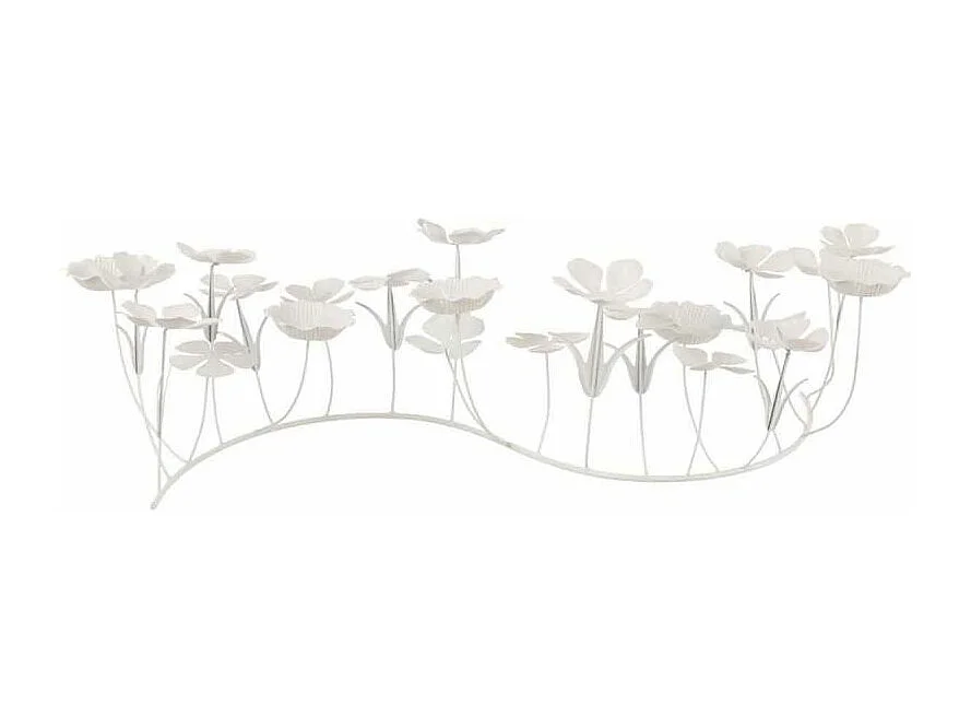 Photophore Design "Bougies Fleurs" 77cm Blanc