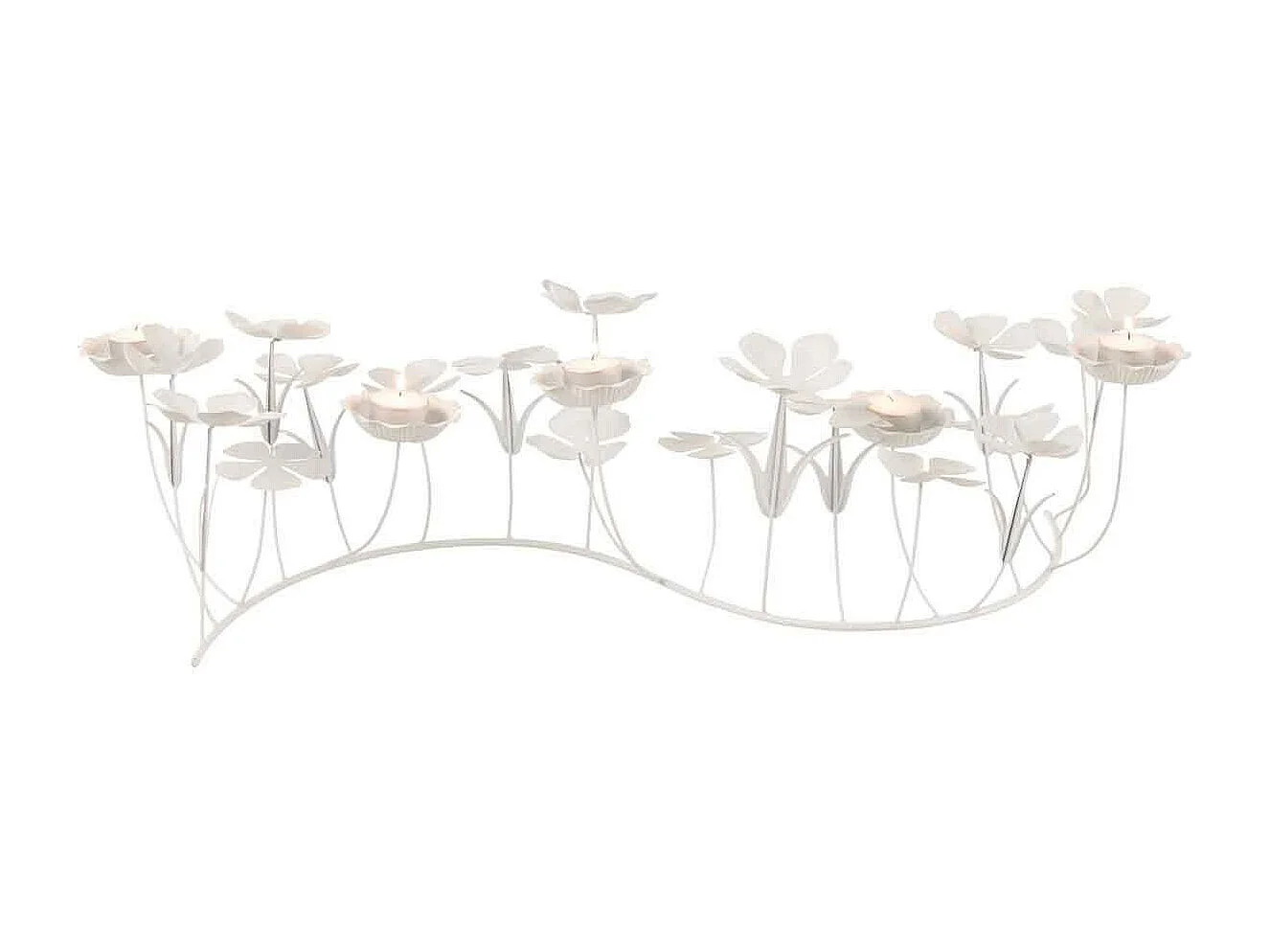 Photophore Design "Bougies Fleurs" 77cm Blanc