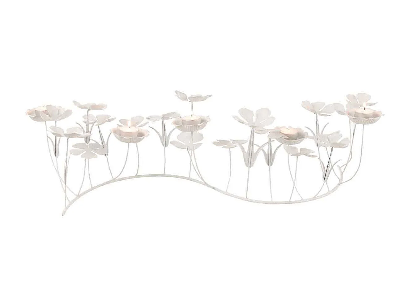 Photophore Design "Bougies Fleurs" 77cm Blanc