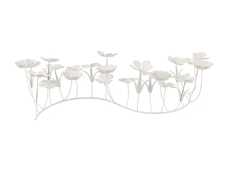 Photophore Design "Bougies Fleurs" 77cm Blanc