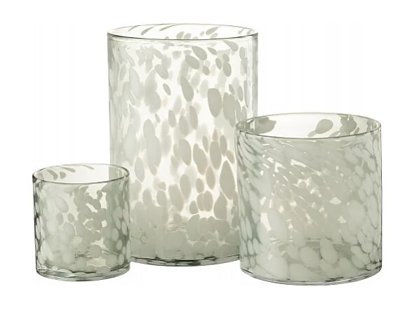 Photophore en Verre "Tâche" 12cm Gris & Blanc