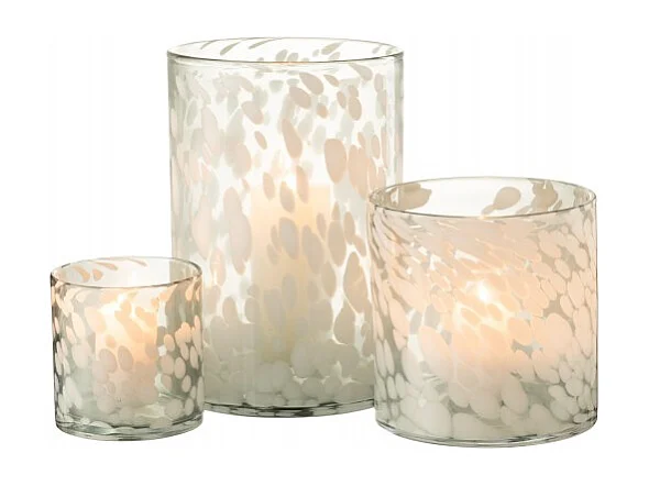 Photophore en Verre "Tâche" 12cm Gris & Blanc