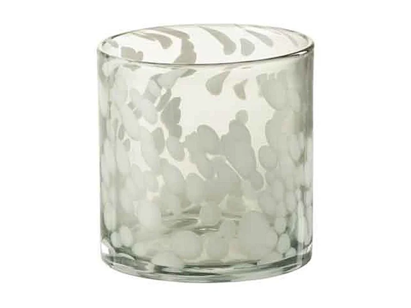 Photophore en Verre "Tâche" 12cm Gris & Blanc