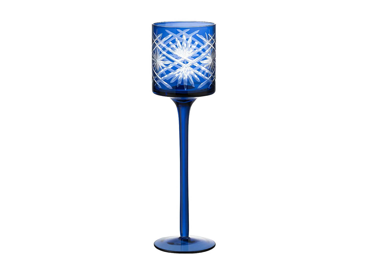 Portavelas de vidrio azul 7x7x25 cm