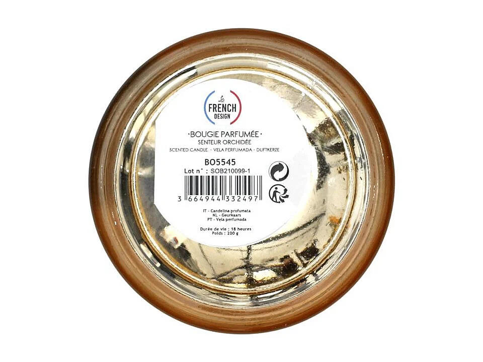 Bougie Parfumee Electroplate Dore H11cm Or