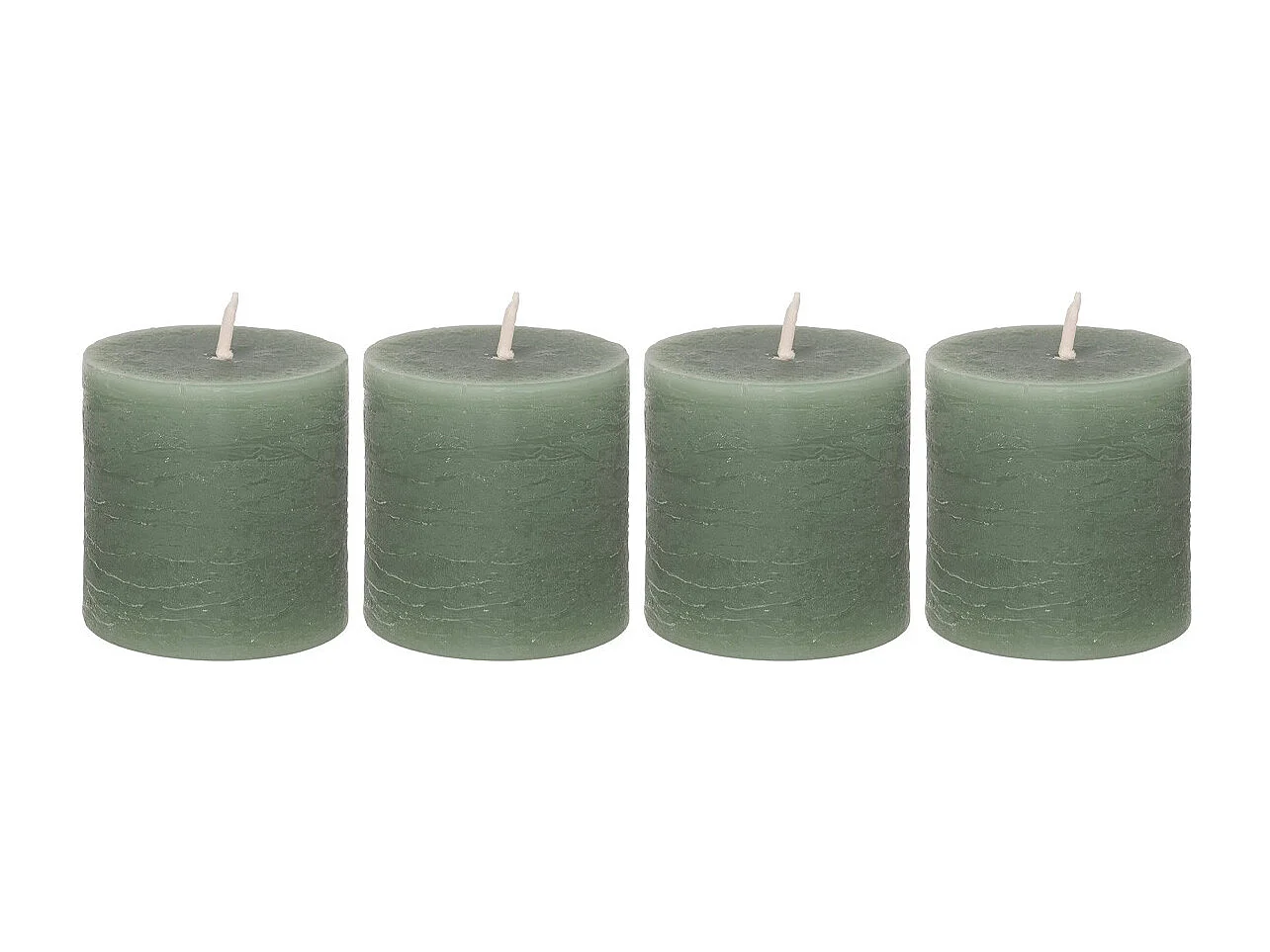 Lot de 4 Bougies Votives "Rustic" 4,5cm Vert Eucalyptus