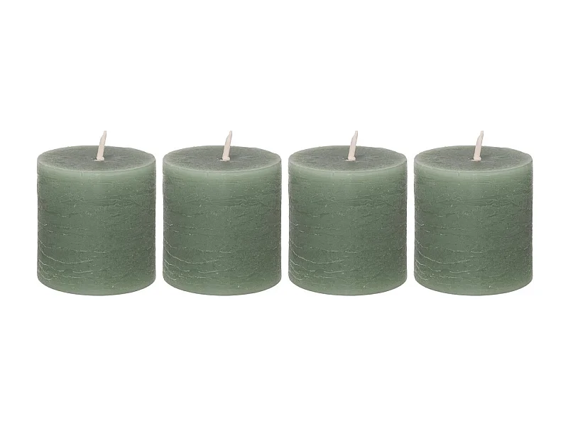 Lot de 4 Bougies Votives "Rustic" 4,5cm Vert Eucalyptus