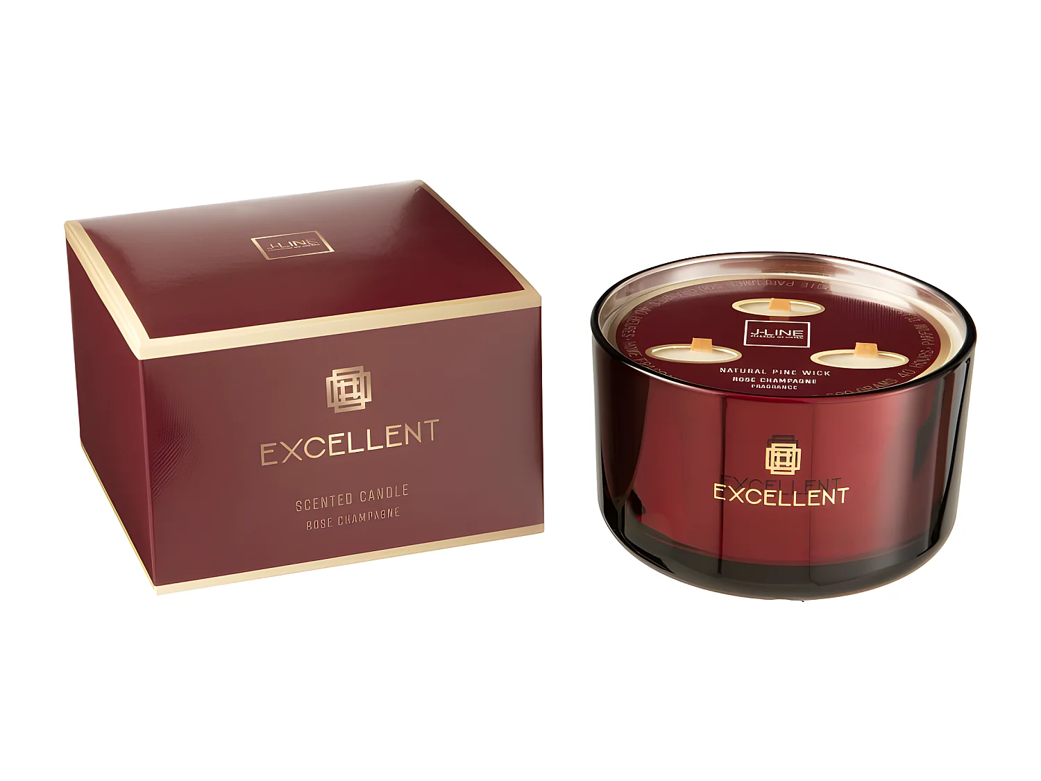 Bougie Parfumée "Excellent" 13cm Rose Champagne Rouge