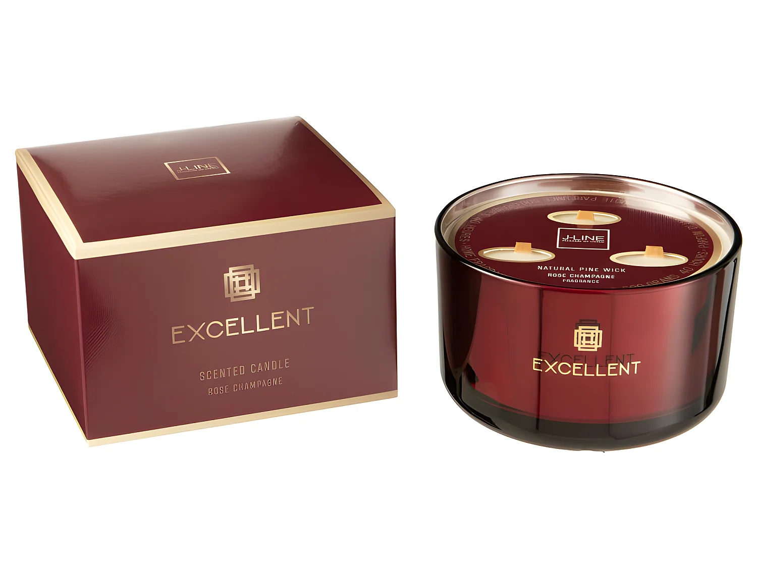 Candela profumata 40H in vetro rossa 14x14x10 cm