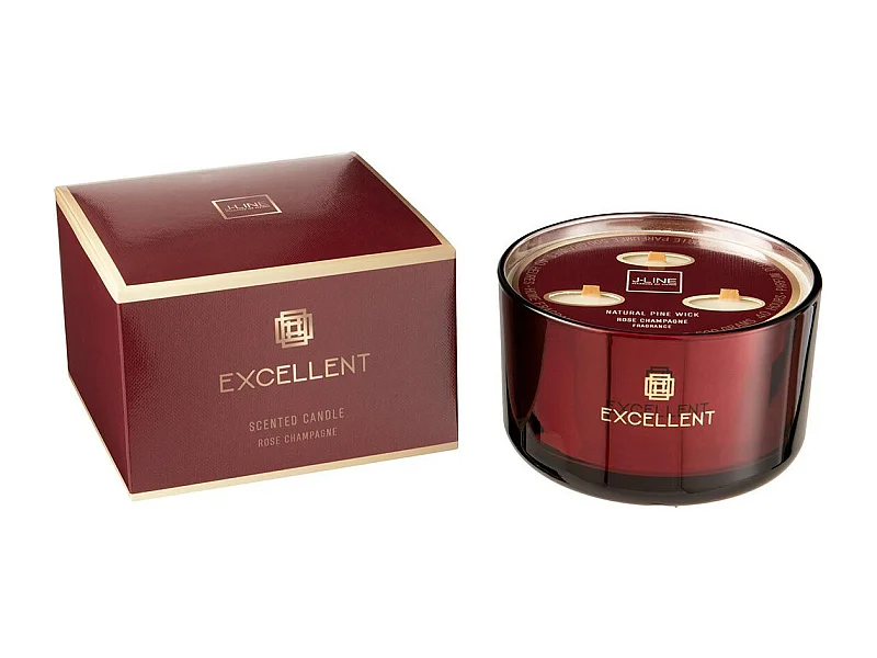 Candela profumata 40H in vetro rossa 14x14x10 cm