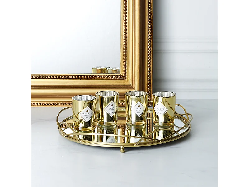 Bougie Parfumee Electroplate X4 Coffret Gingko Blanc, Noir, Or