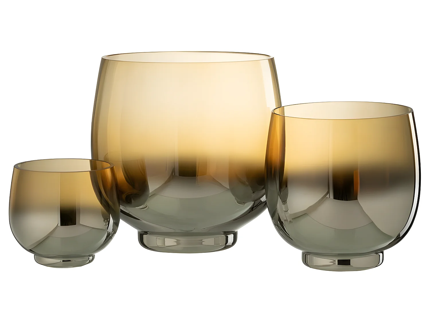 Portavelas redondo de vidrio ahumado amarillo plata 13x13x14cm