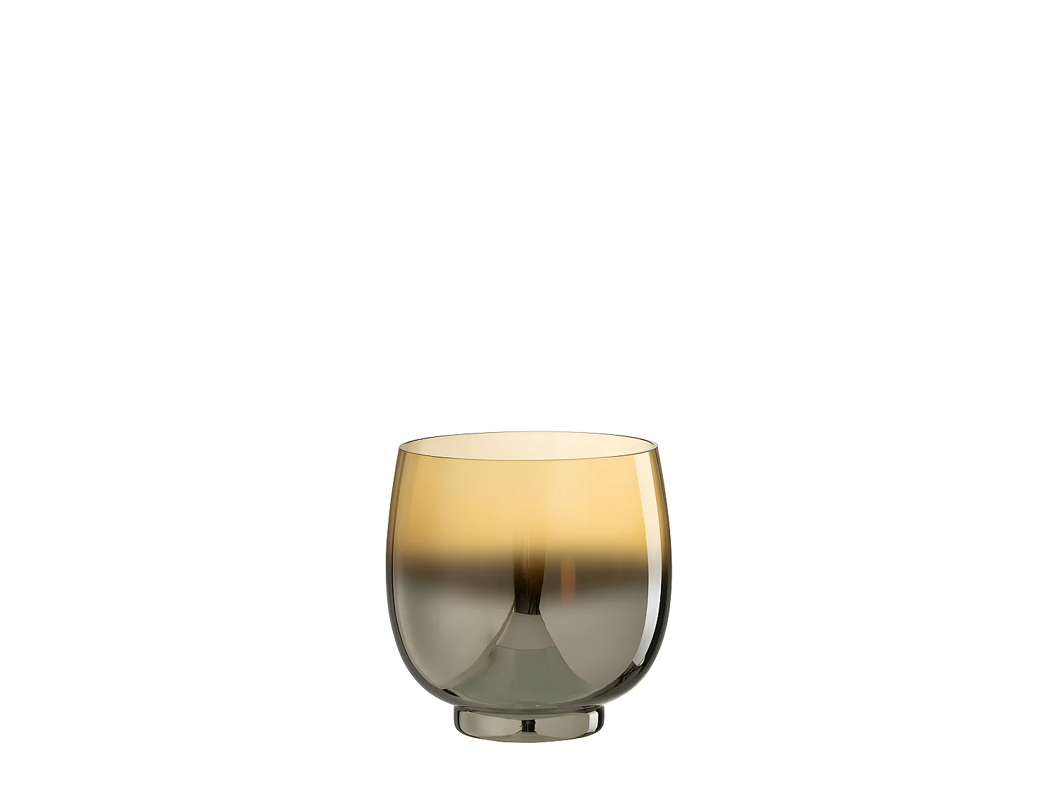 Photophore Rond Déco "Verre Fumé" 14cm Argent