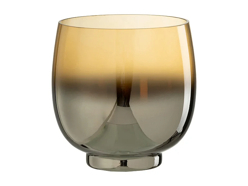 Photophore Rond Déco "Verre Fumé" 14cm Argent