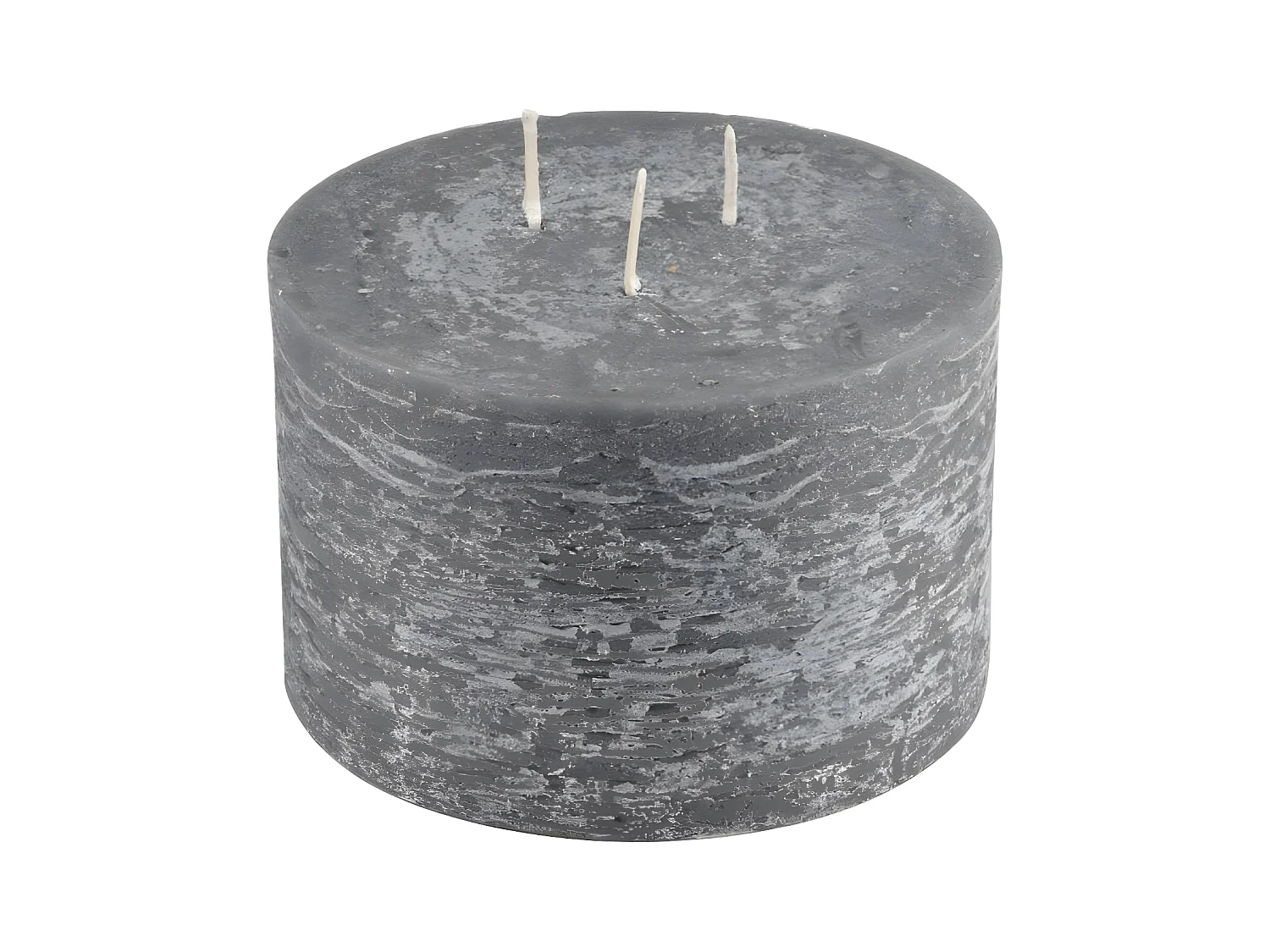 Bougie Déco 3 Mèches "Rustique" 12cm Anthracite