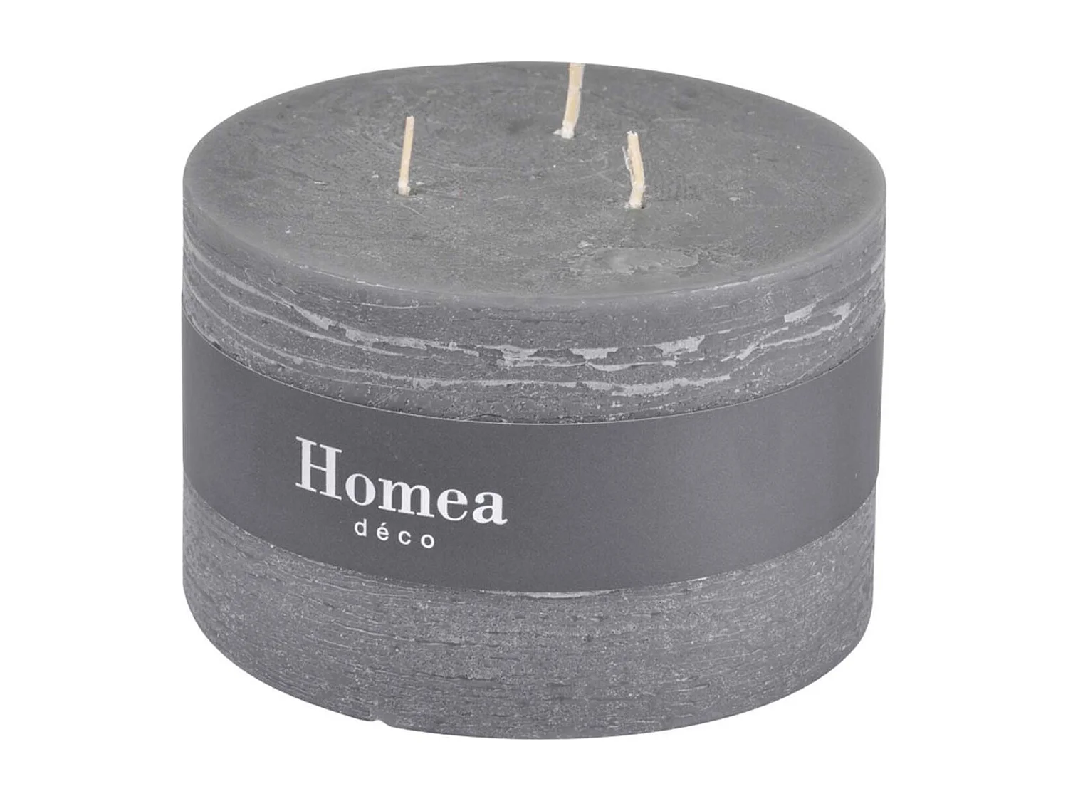 Bougie Déco 3 Mèches "Rustique" 12cm Anthracite