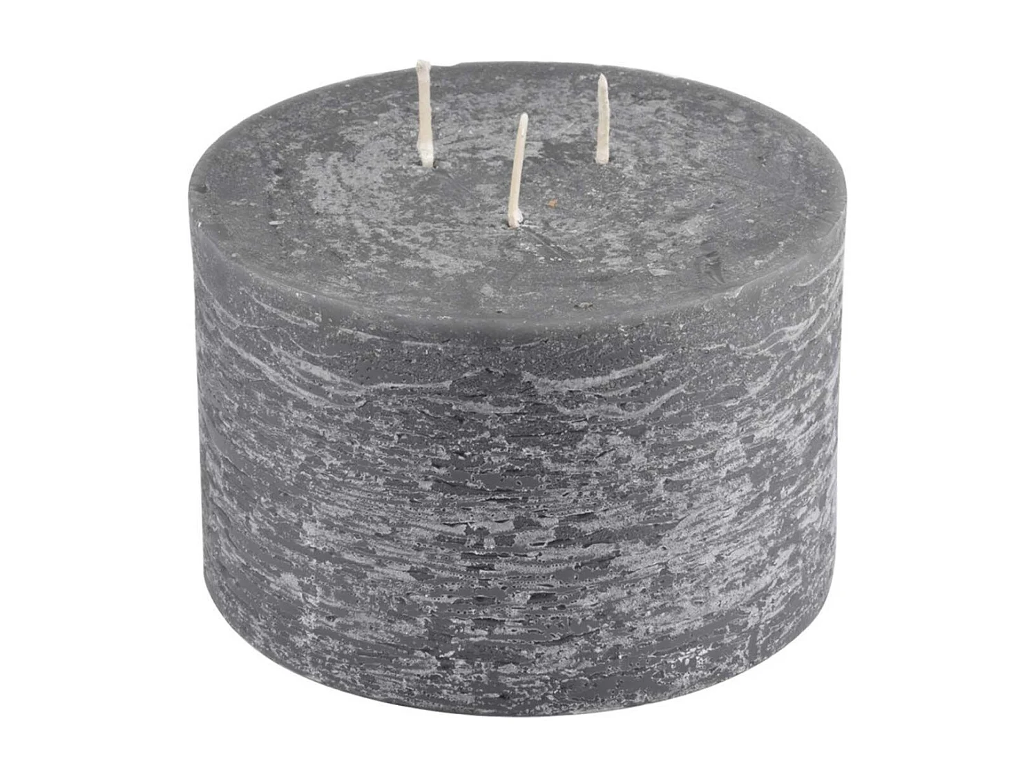 Bougie Déco 3 Mèches "Rustique" 12cm Anthracite