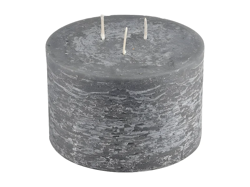 Bougie Déco 3 Mèches "Rustique" 12cm Anthracite
