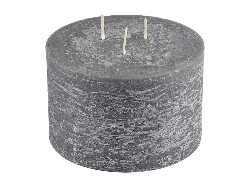 Bougie Déco 3 Mèches "Rustique" 12cm Anthracite