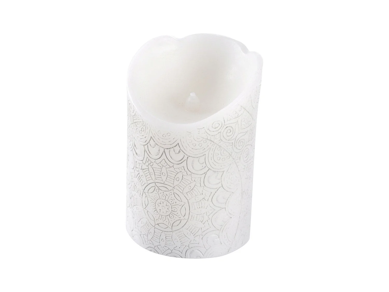 Bougie Pilier LED "Mandala" 11cm Blanc