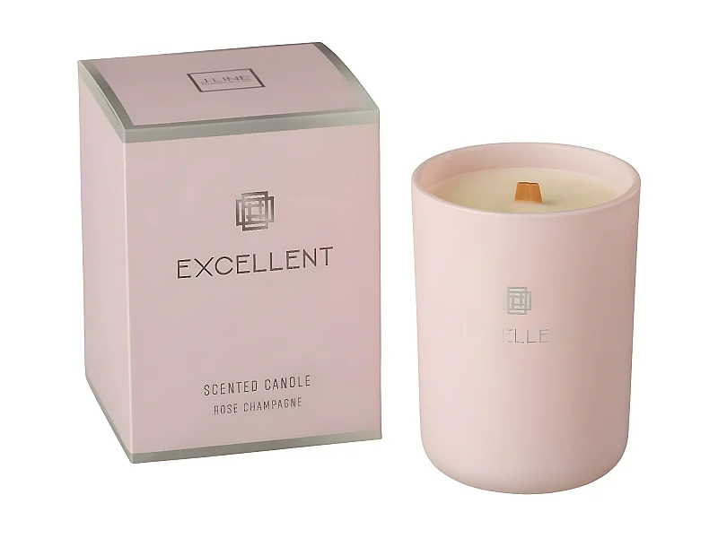 Bougie Parfumée en Verre "Excellent" 12cm Rose Champagne Pâle