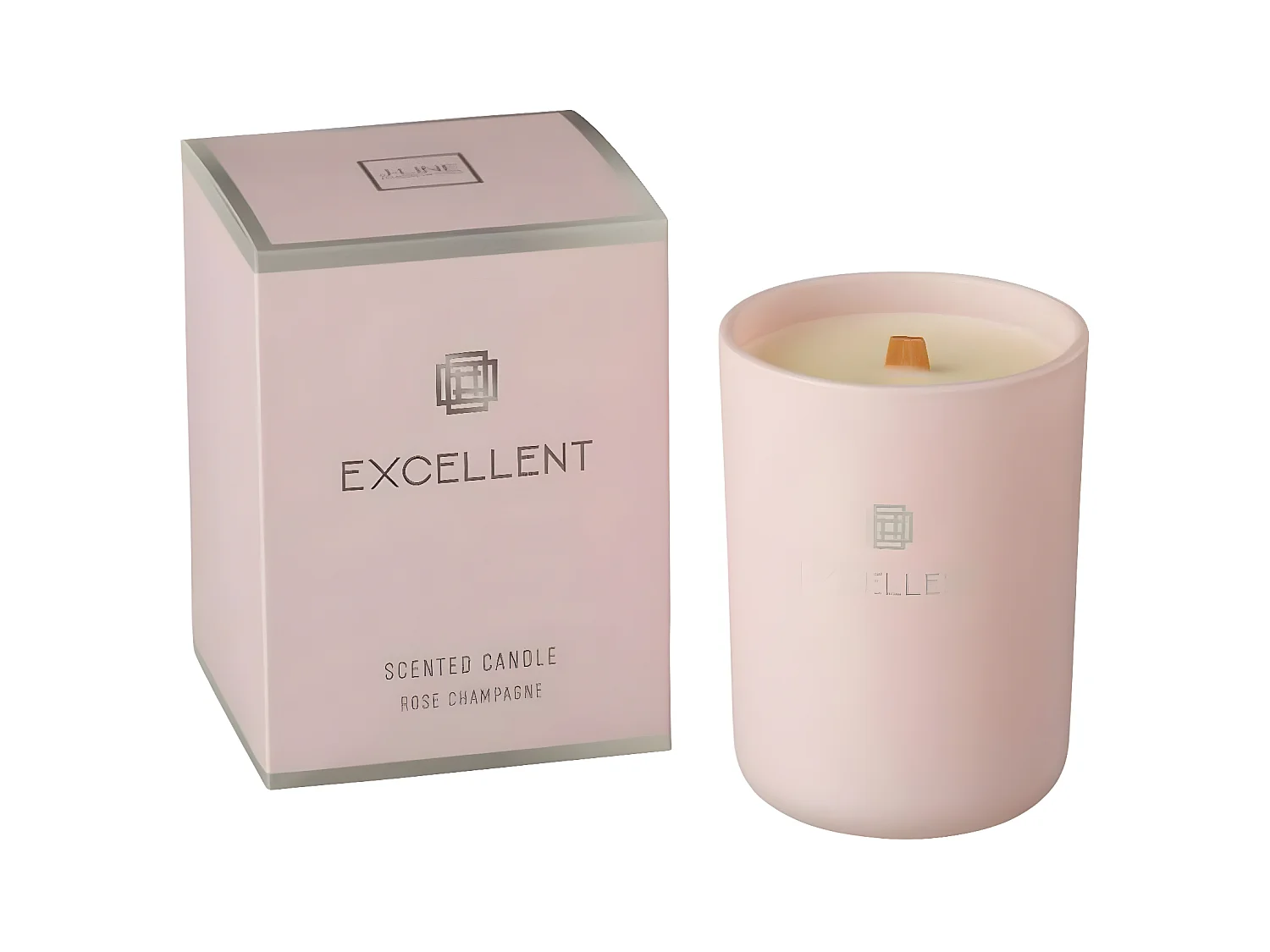 Bougie Parfumée en Verre "Excellent" 12cm Rose Champagne Pâle