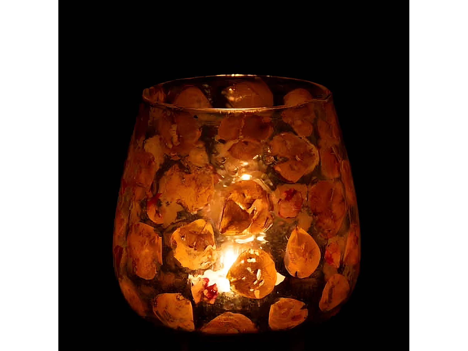 Photophore Design en Verre "Gerard" 15cm Ambre