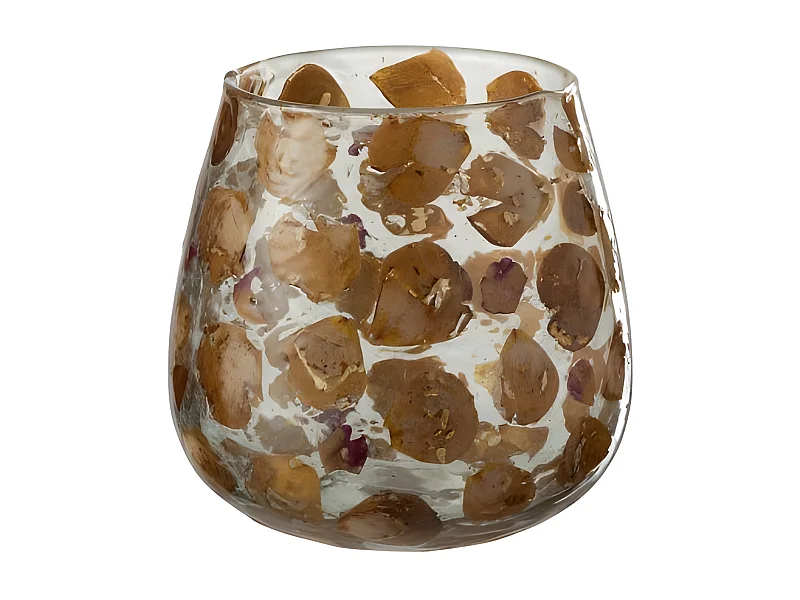 Portacandela in vetro arancione 14.5x14.5x15 cm