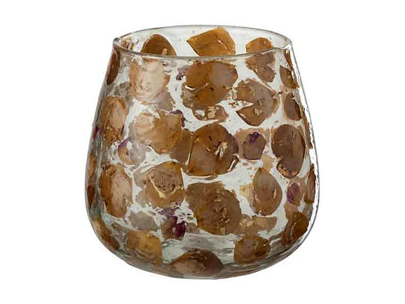 Portacandela in vetro arancione 14.5x14.5x15 cm