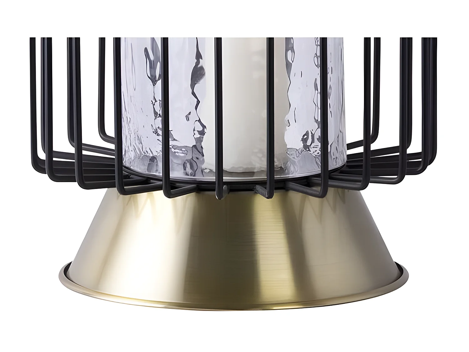 Bougeoir Rond Déco "Malibu" 31cm Noir & Or