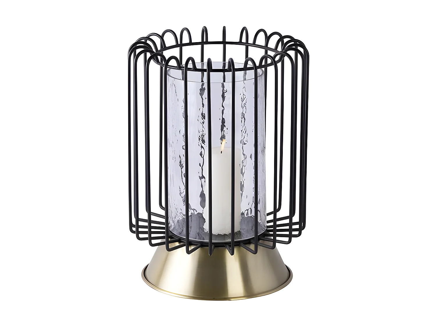 Bougeoir Rond Déco "Malibu" 31cm Noir & Or