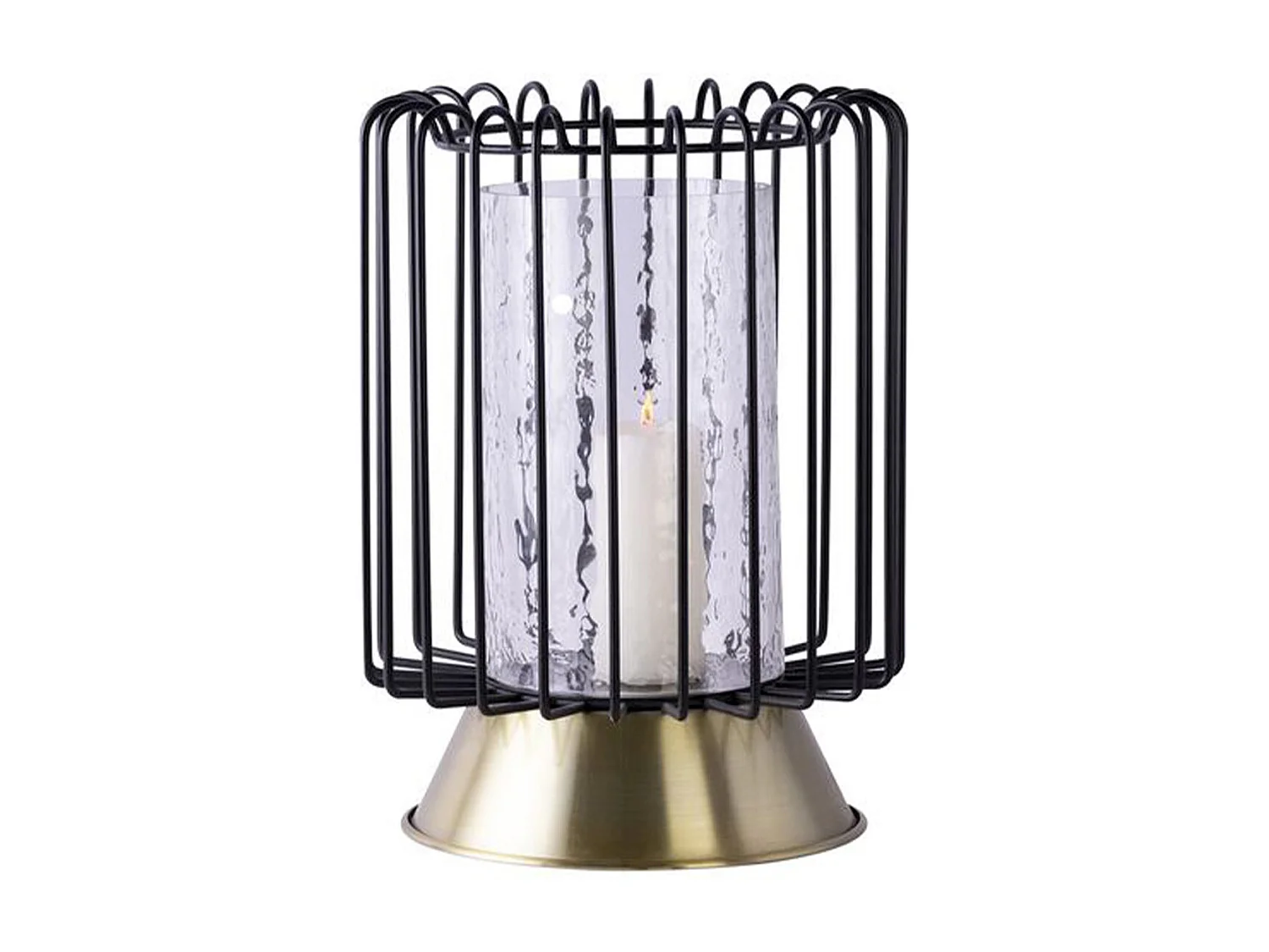 Bougeoir Rond Déco "Malibu" 31cm Noir & Or