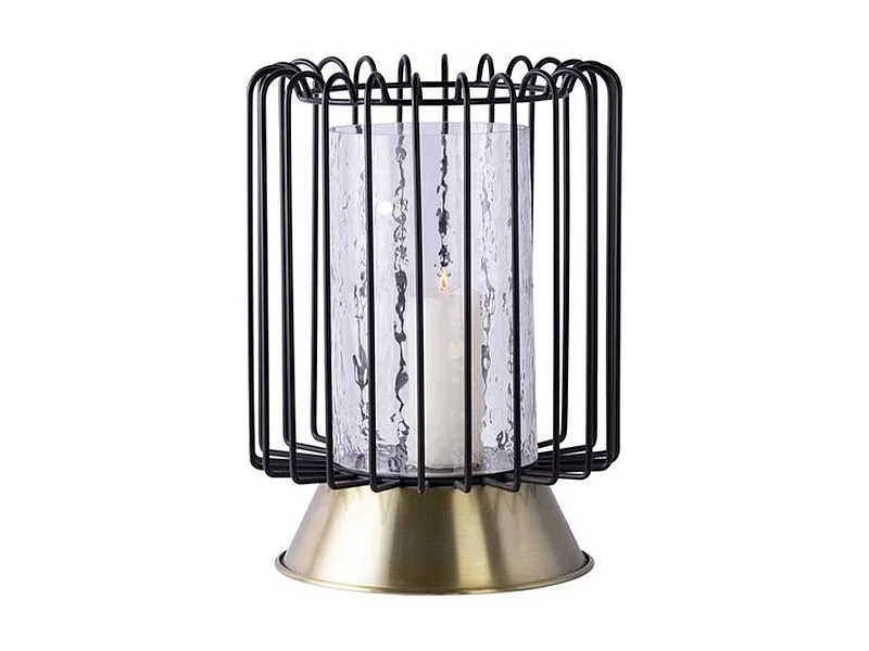 Bougeoir Rond Déco "Malibu" 31cm Noir & Or