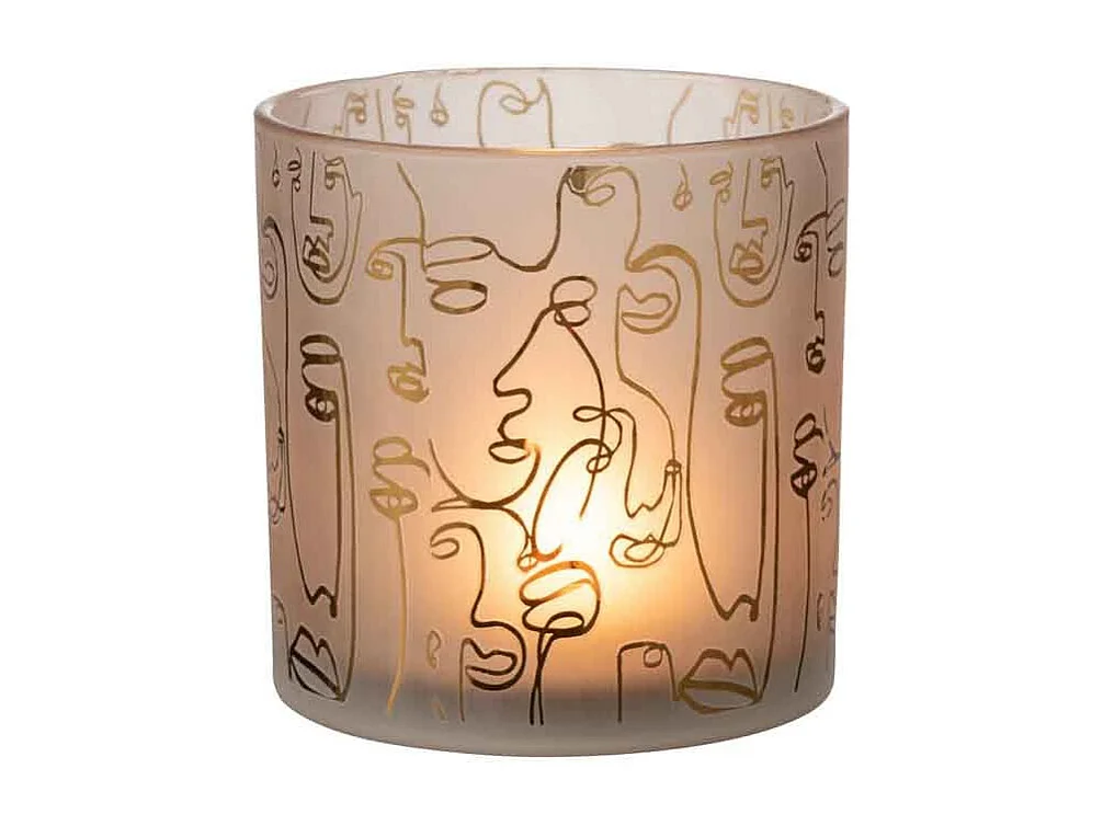 Portavelas de vidrio marrón 15x15x15 cm