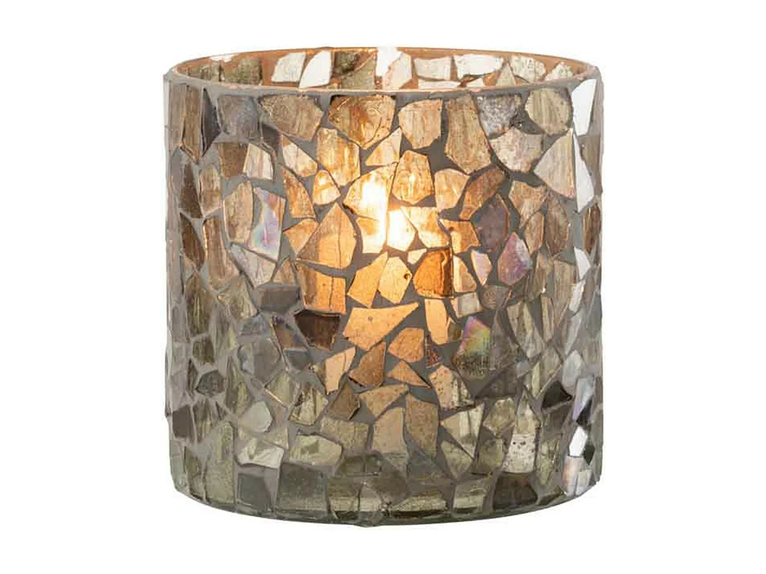 Portavelas de vidrio verde 17x17x16 cm