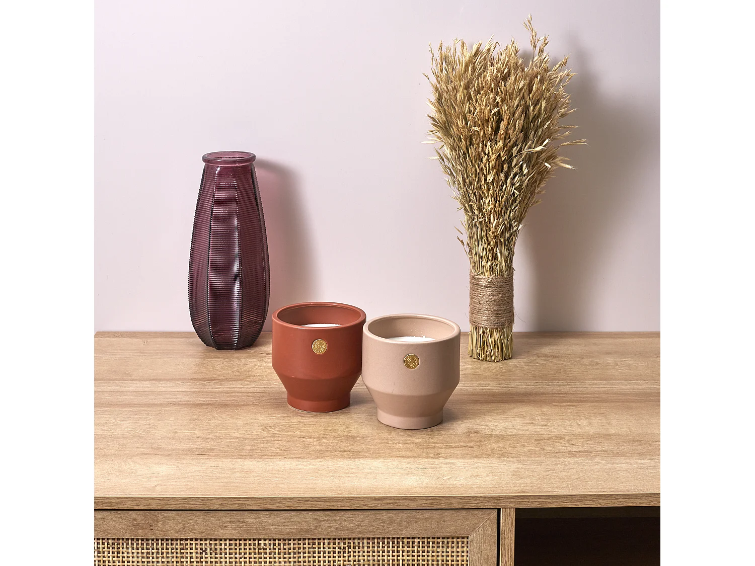 Bougie Parfumee Ciment Nude Medaillon Beige