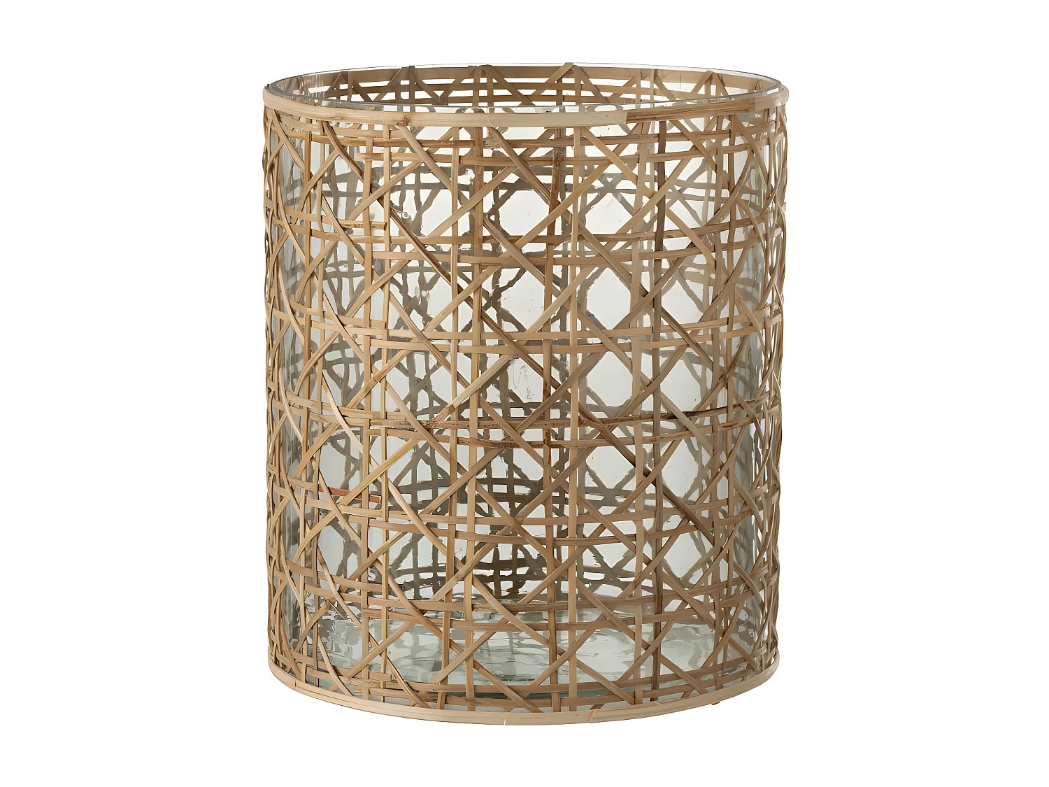 Portavelas de vidrio natural 19.5x19.5x22 cm