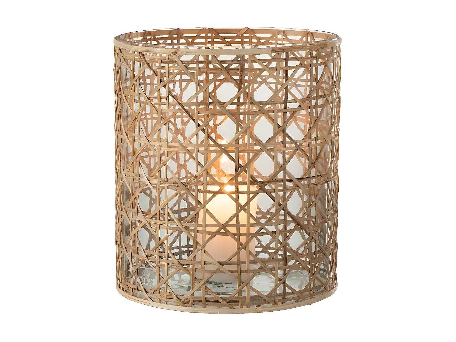 Portavelas de vidrio natural 19.5x19.5x22 cm