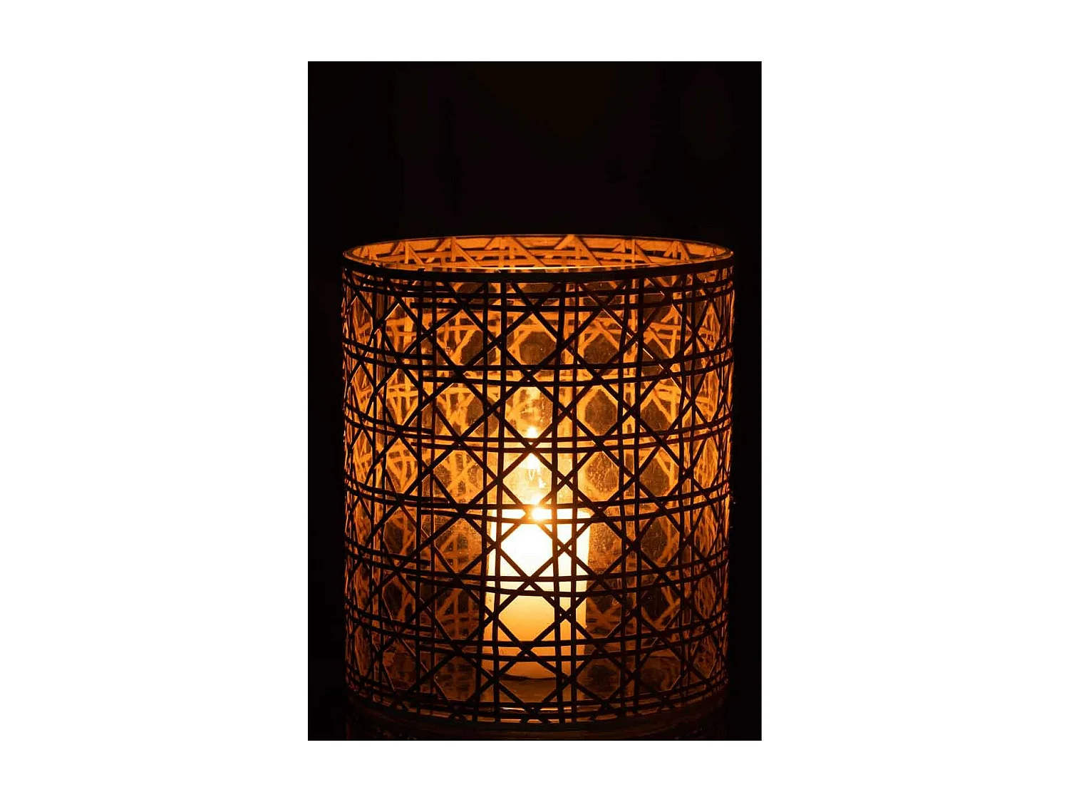 Portavelas de vidrio natural 19.5x19.5x22 cm