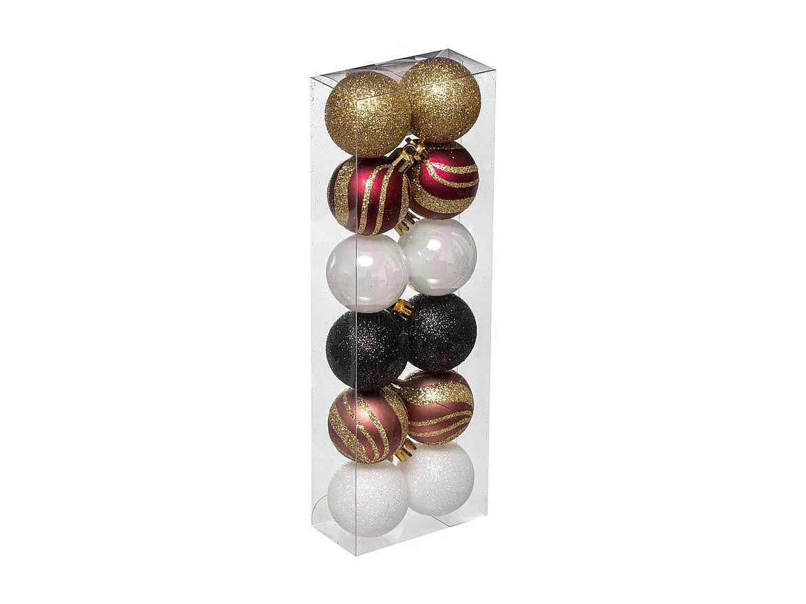 Lot de 12 Boules de Noël "Grand Hôtel" 4cm Multicolore