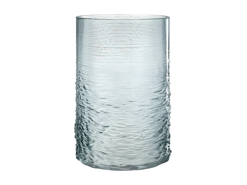 Portavelas de vidrio azul 19.5x19.5x30 cm