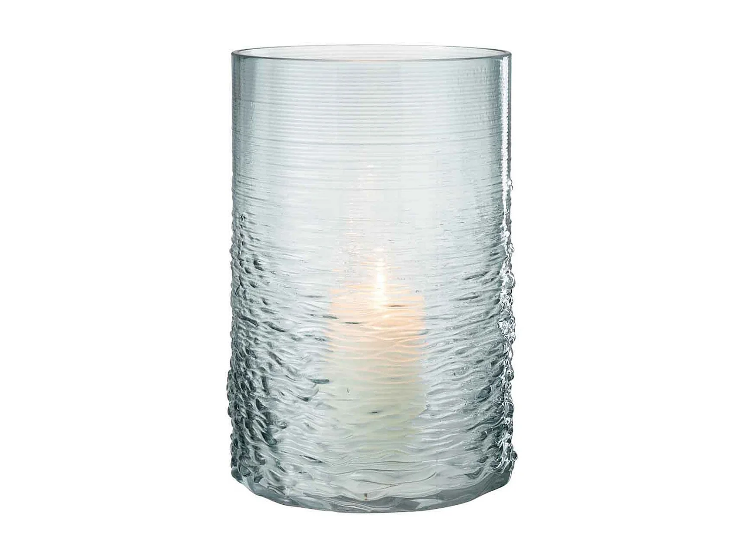 Portavelas de vidrio azul 19.5x19.5x30 cm