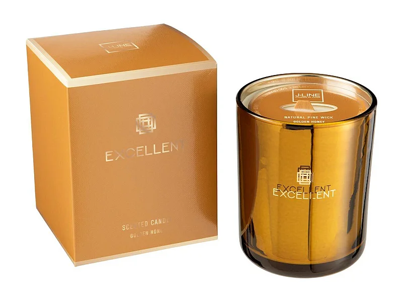 Vela perfumada de 80 horas en vidrio ocre de 11x11x15 cm