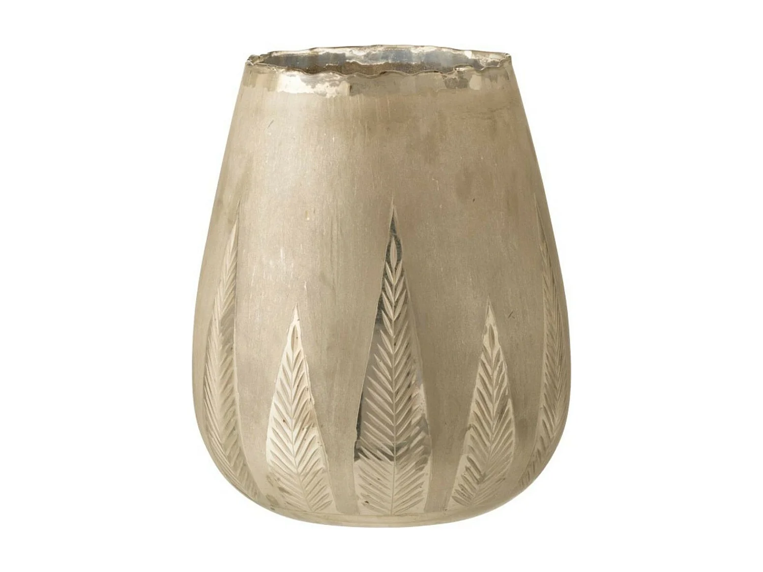 Photophore Design Rond "Feuilles" 31cm Argent