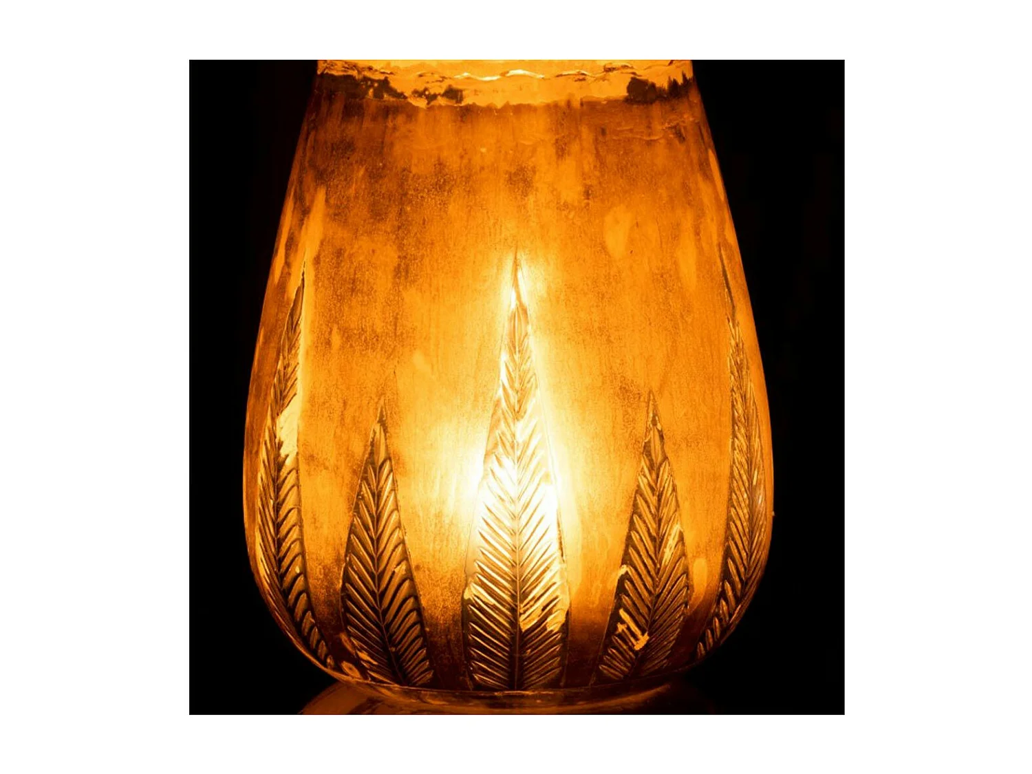 Photophore Design Rond "Feuilles" 31cm Argent