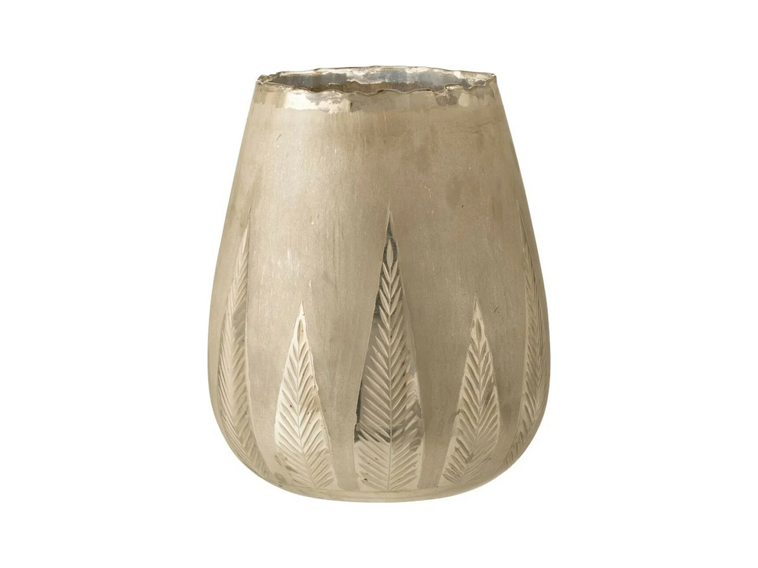 Photophore Design Rond "Feuilles" 31cm Argent