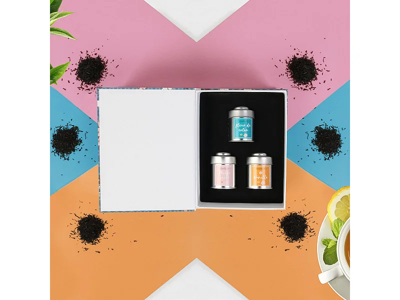 Bougie Parfumee Metal X3 Coffret Rose, Bleu, Jaune