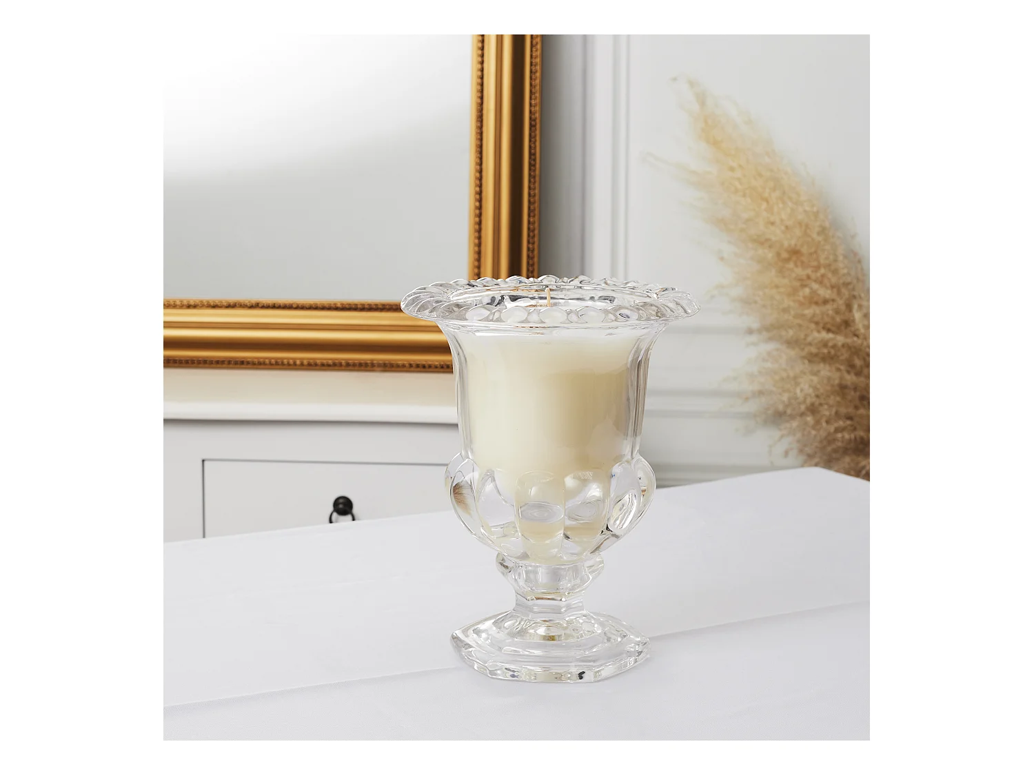 Bougie Parfumee Vase Medicis 14cm Blanc, Transparent